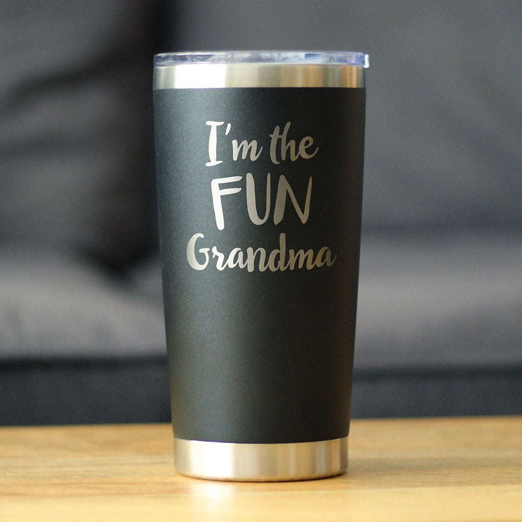 I'm The Fun Grandma - Insulated Coffee Tumbler Cup with Sliding Lid - Stainless Steel Insulated Mug - Cute Grandma Gifts
