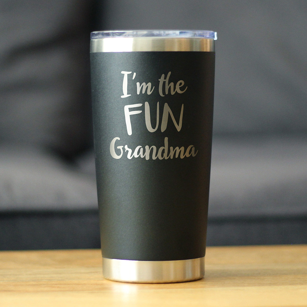 I'm The Fun Grandma - Insulated Coffee Tumbler Cup with Sliding Lid - Stainless Steel Insulated Mug - Cute Grandma Gifts