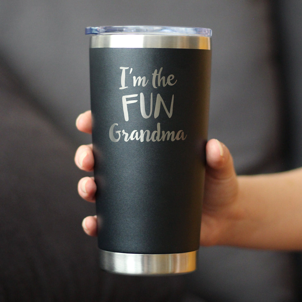 I'm The Fun Grandma - Insulated Coffee Tumbler Cup with Sliding Lid - Stainless Steel Insulated Mug - Cute Grandma Gifts